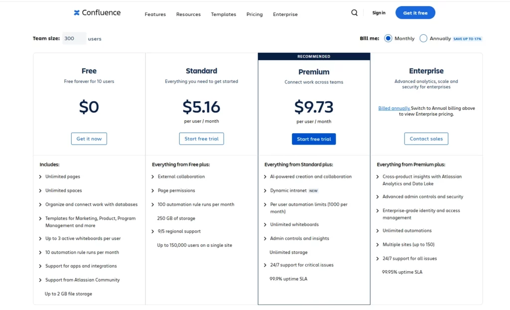 confluence-pricing-plans